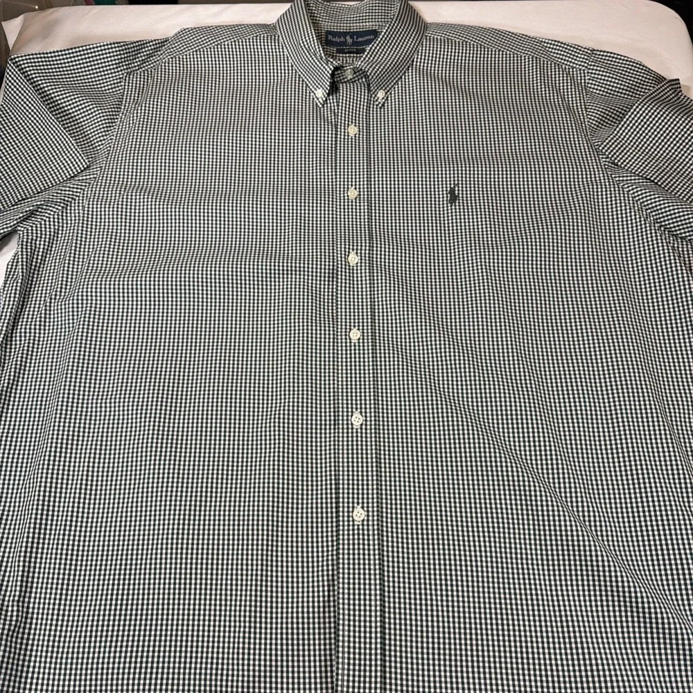 Ralph Lauren Blake XXL Green Gingham Plaid Check Short Sleeve Button Down Shirt - Picture 3 of 7